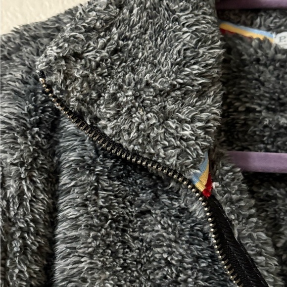 P.J. Salvage Cozy Gray 1/4 Zip Faux Fur  with Marled Texture Pullover Loungewear - Picture 4 of 12